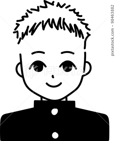 短髮男學生圖標單色 98463882