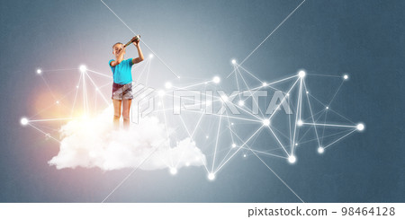 Idea of children Internet communication or online playing and parent control 98464128