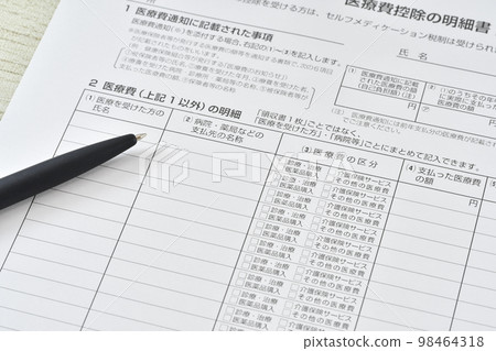 醫療費用扣除聲明和圓珠筆 98464318