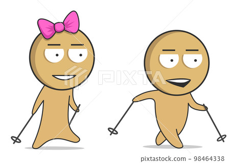 Boy and girl walking down the road together 98464338