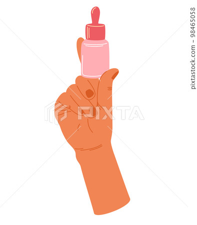Women's hands holding cream. Cosmetic product. Washing milk, body and face cream. Facial massage. Daily skin care routine and hygiene concept. Vector illustration Women's hands holding cream. Cosmetic product. Washing milk, body and face cream. Facial massage. Daily skin care routine and hygiene concept. Vector illustration 98465058