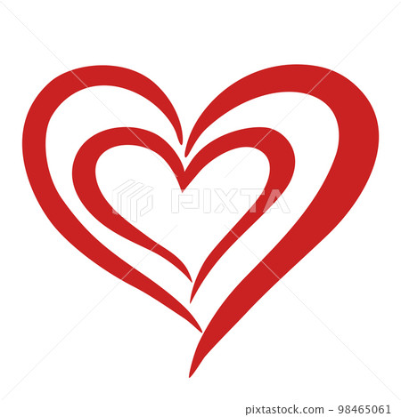 Heart and love. Heart for Valentine's day. Holiday of all lovers. Valentine's Day 2021. February 14. Red icon. Flat design. Vector hand draw illustration. 98465061