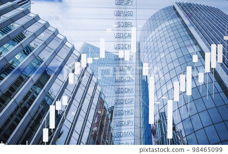 Stock market changes, business chart with changing lines and numbers. Double exposure with building skyscrapers in London City financial. Concept of forex and online trading Stock market changes, business chart with changing lines and numbers. Double exposure with building skyscrapers in London City financial. Concept of forex and online trading 98465099