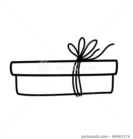 Gift Bow. Birthday element. Line art symbol for web printing and applications. Vector illustration in doodle style hand-drawn isolated on the white background. Gift Bow. Birthday element. Line art symbol for web printing and applications. Vector illustration in doodle style hand-drawn isolated on the white background. 98465174