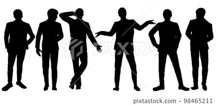 各種姿勢的商人多人全身正面剪影6人 98465211