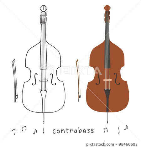 低音提琴手繪插圖集 98466682