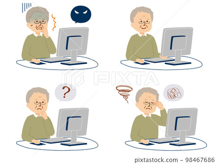 爺爺的面部表情圖集使用電腦 98467686