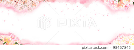 春天盛開，櫻花盛開的簡單背景插圖 98467845