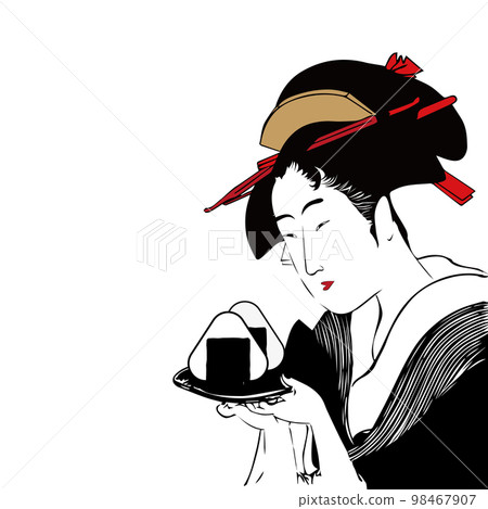 Ukiyo-e Utamaro arranged illustration onigiri 98467907