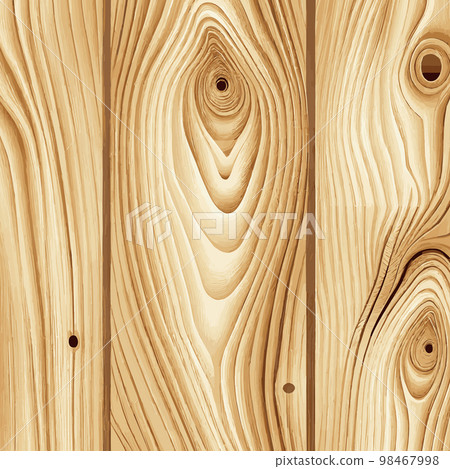 Light wood texture with knots, plank background - Vector 98467998
