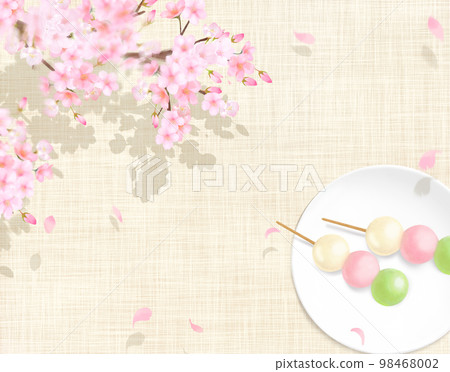 亞麻布桌布三色餃子框牆紙背景材料木甲板櫻花 98468002