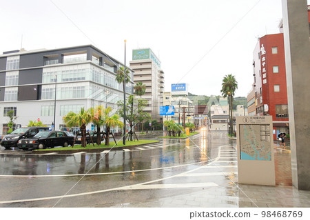 A rainy morning in the summer of 2022, scenery from the train window from Saiki Station to Nobeoka Station on the Nippo Main Line A rainy morning in the summer of 2022, scenery from the train window from Saiki Station to Nobeoka Station on the Nippo Main Line 98468769