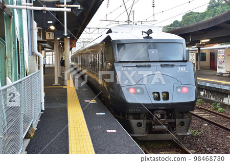 A rainy morning in the summer of 2022, scenery from the train window from Saiki Station to Nobeoka Station on the Nippo Main Line A rainy morning in the summer of 2022, scenery from the train window from Saiki Station to Nobeoka Station on the Nippo Main Line 98468780