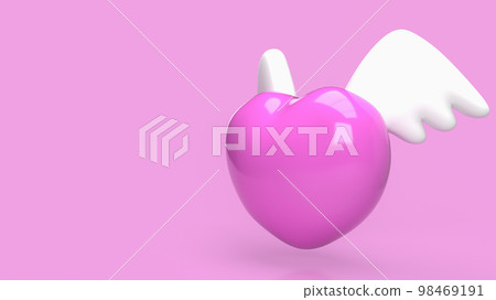 The pink heart and white wing for valentine or love concept 3d rendering 98469191