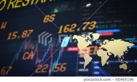 The gold world map on chart background for education or business concept 3d rendering The gold world map on chart background for education or business concept 3d rendering 98469196