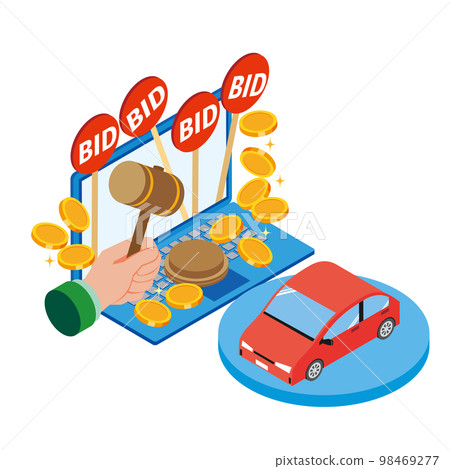 Image illustration of a car auction on the Internet Image illustration of a car auction on the Internet 98469277