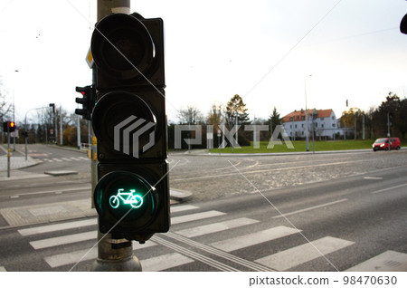 Traffic light in Prague green light 98470630