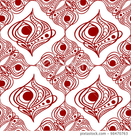 seamless tile pattern of abstract geometric red elements on white background, texture, design 98470763