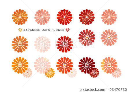 Colorful Japanese-style chrysanthemum flowers watercolor illustration vector 98470780