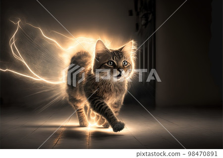 cat running at speedlight llustration generative ai cat running at speedlight llustration generative ai 98470891