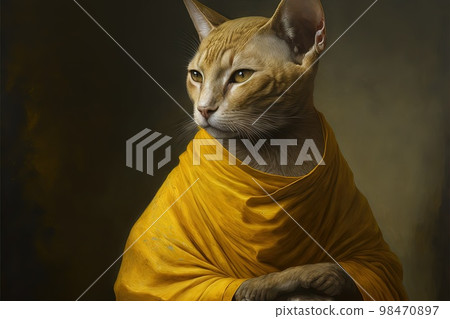 cat hari krishna monk illustration generative ai cat hari krishna monk illustration generative ai 98470897