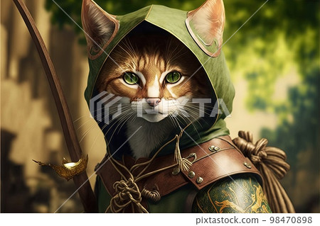 Premium Vector  Cartoon cat robin hood coloring book isolated on