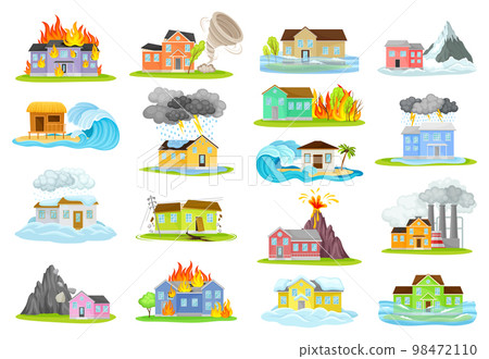 House Suffer from Natural Disaster and Cataclysm Big Vector Set House Suffer from Natural Disaster and Cataclysm Big Vector Set 98472110