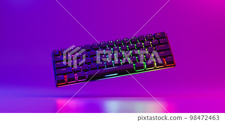 Computer keyboard floating in the air. 3d render Computer keyboard floating in the air. 3d render 98472463