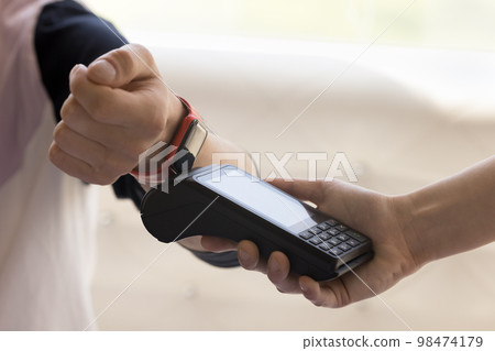 Customer paying bill for service, purchase, order in cafe Customer paying bill for service, purchase, order in cafe 98474179