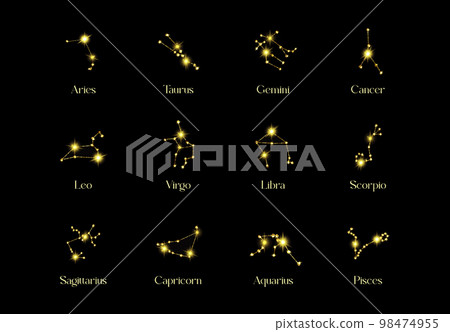 Horoscope Constellations of the zodiac sign from a Horoscope Constellations of the zodiac sign from a 98474955