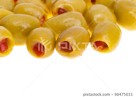 olives stuffed with pepper isolated olives stuffed with pepper isolated 98475031