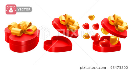 Red Gift Box Heart Shape Set 98475200
