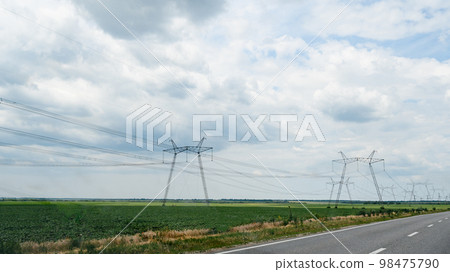 High -voltage line of Ukrainian power grids before the war in Ukraine. 98475790