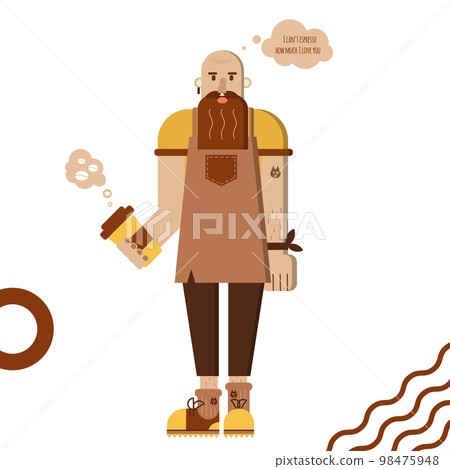 Barista making coffee character design for coffee shop identity isolated graphic element. Vector illustration. Barista making coffee character design for coffee shop identity isolated graphic element. Vector illustration. 98475948