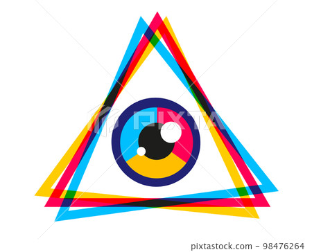 Vintage vector poster with pyramid and eye. 98476264
