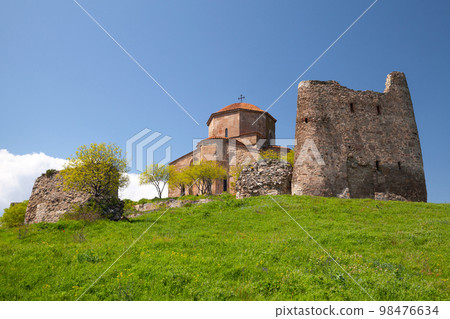 Jvari Monastery on a sunny day, Georgia 98476634