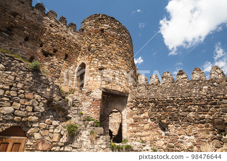Ruined Ananuri fortress located on the Aragvi River in Georgia 98476644