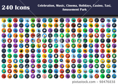 240 Icons Of Celebration, Music, Cinema, Holidays, Casino, Taxi, Amusement Park 98476838