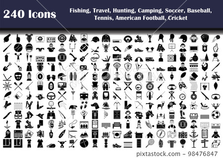 Fishing, Travel, Hunting, Camping, Sport Icon Set 98476847