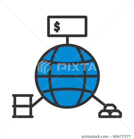 Oil, Dollar And Gold With Planet Concept Icon Oil, Dollar And Gold With Planet Concept Icon 98477377