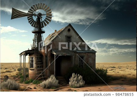 abandoned farm houses with weather vane and dry grass near house abandoned farm houses with weather vane and dry grass near house 98478655