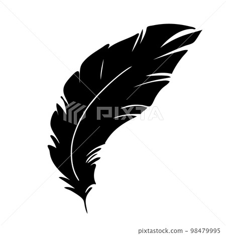 Feather of birds. Black feather silhouette for logo vector set 98479995