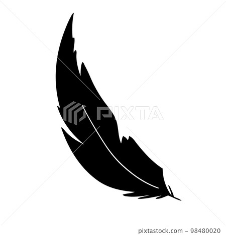 Feather of birds. Black feather silhouette for logo vector set 98480020