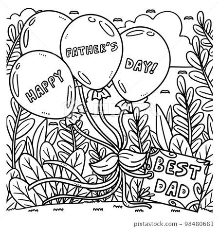Happy Fathers Day Balloons Coloring Page for Kids Happy Fathers Day Balloons Coloring Page for Kids 98480681
