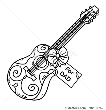 Fathers Day Gift Guitar Isolated Coloring Page 98480762