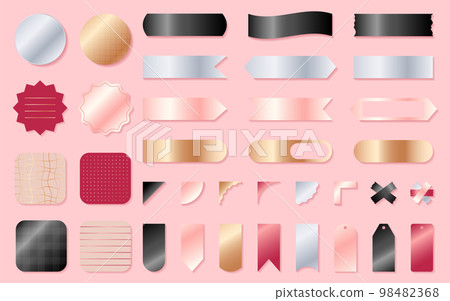 Label scotch sticker flag washi tape flat set. Metal design element game 3d cartoon notecard scrapbook collage photo template diary sticky paper printable banner icon corner frame checked line tag 98482368