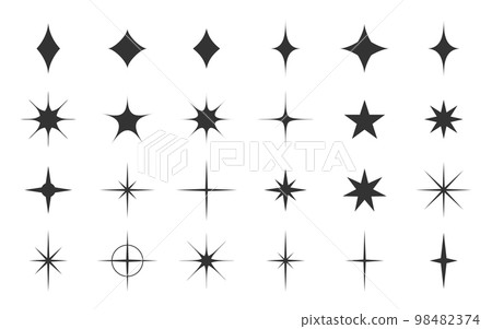 Star sparkle template shape stamp black silhouette set. Sticker stencil blank design handmade imprint sky night magic glow light cosmic glitter abstract decor constellation glitter isolated Star sparkle template shape stamp black silhouette set. Sticker stencil blank design handmade imprint sky night magic glow light cosmic glitter abstract decor constellation glitter isolated 98482374