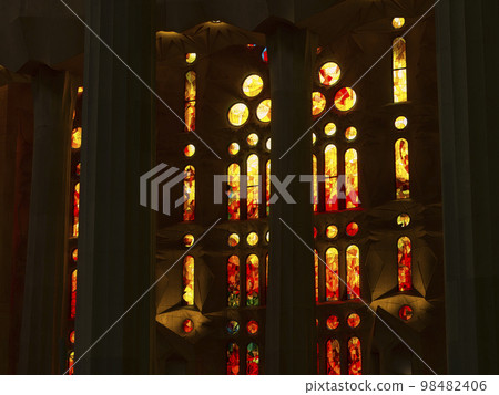 Spain Barcelona Sagrada Familia Stained Glass Window / Sagrada Familia Spain Barcelona Sagrada Familia Stained Glass Window / Sagrada Familia 98482406