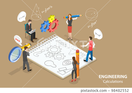 3D Isometric Flat Vector Conceptual Illustration of Engineering Calculations 3D Isometric Flat Vector Conceptual Illustration of Engineering Calculations 98482552