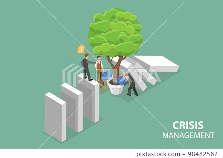 3D Isometric Flat Vector Conceptual Illustration of Crisis Management 98482562